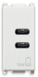 Priza USB tip C dubla 5V 3A 1M Vimar Plana alb 14292.CC