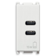 Priza USB tip C dubla 5V 3A 1M Vimar Plana alb 14292.CC
