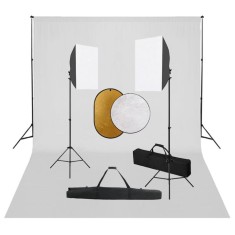 vidaXL Set studio foto cu lumini softbox, fundal și reflector
