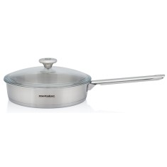 Tigaie cu capac din sticla Santino Metalac, inox, 24cm, 2.4l