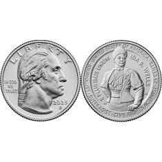 SUA 2025D - 25 cents, necirculata - Ida Bell Wells