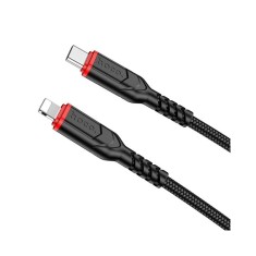 Cablu Date Si Incarcare Hoco Usb-C La Lightning Power Delivery 20W, X59 Victory, Lungime 1M, Textil, Negru