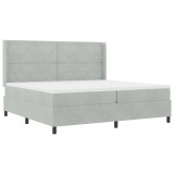 VidaXL Pat cu arcuri cu headboard Gri deschis 200 x 200 cm Catifea 3341972