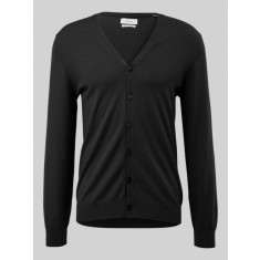 Cardigan barbati cu nasturi din amestec de bumbac cu lana merinos, Negru, M