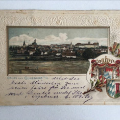 Carte postala veche vedere Germania, Gunzburg A./D., in relief, final de 1890