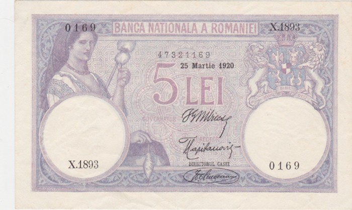 ROMANIA 5 LEI 1920 XF+