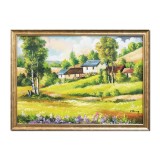 Tablou peisaj din natura pictat manual inramat, Oaza de liniste, 75x55cm ulei pe panza, rama din lemn
