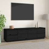 Comoda TV, negru, 176x37x47,5 cm, lemn masiv de pin