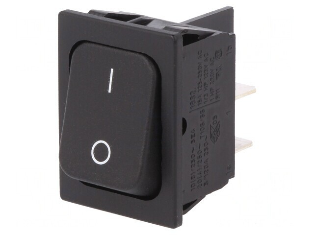 Rocker Switch 20A 250V Black IP40