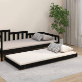Cadru de pat, negru, 90x190 cm, lemn masiv de pin, vidaXL