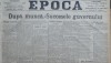 Ziarul Epoca, 22 Decembrie 1899 ; Dupa munca , Succesele Guvernului