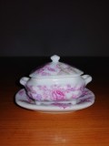 Miniatura veche Cutie caseta bijuterie inele portelan miniatura vintage PA Porcelain Art