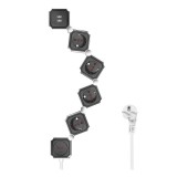 PRELUNGITOR LOGILINK, Schuko x 4, conectare prin Schuko (T), USB x 2, cablu 1.5 m, 16 A, protectie copii, on / off, alb / negru, (timbru verde 0.18 le