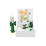 Cumpara ieftin Set Cutie Trusou cu Lumanare, 9 Piese "Cu drag de la nasi" - Safari, Verde - TB202