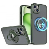 Husa antisoc Apple iPhone 15 Plus MagSafe Ghost Holder Series Verde
