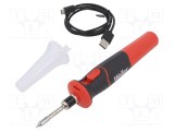 Ciocan de lipit fără fir Weller 12W 5V cu acumulator Li-Ion și v&acirc;rf conic 0,4mm