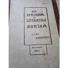 Din seminarul de Literatura Romana - M. Dragomirescu (manuscris - cu dedicatie de la M. Gregorian)