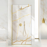Paravan dus walk-in Aqua Roy Gold, model Marble auriu, sticla 8 mm clara, securizata, anticalcar, 90x195 cm