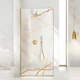 Paravan dus walk-in Aqua Roy Gold, model Marble auriu, sticla 8 mm clara, securizata, anticalcar, 120x195 cm