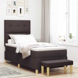 vidaXL Pat cu arcuri cu saltea Maro &icirc;nchis 90 x 200 cm țesătură