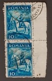 ROMANIA 1932 Lp 97 Carol II calare 1v pereche verticala stampilate, Stampilat
