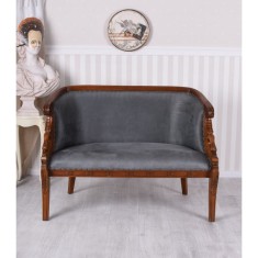 Sofa din lemn mahon cu capete de lebede MAR123
