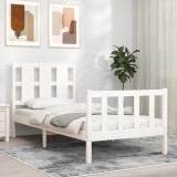 VidaXL Cadru pat fără saltea, alb, 90x190 cm, lemn masiv de pin