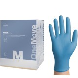 Manusi nitril ONE MOVE M (7-8), albastre, nepudrate, 250 buc set , extractie igienica prin manseta