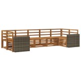 vidaXL Set canapea sectională 7 pcs natural Lemn Solid de Acacia 3384815