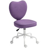 Vinsetto Scaun de Birou &icirc;n Formă de Inimă cu 5 Rotile Pivotante și &Icirc;nălțime Reglabilă, 40x50x79-89 cm, Violet | Aosom Romania