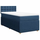 Cumpara ieftin Pat box spring cu saltea, albastru, 80x200 cm, textil