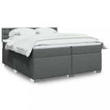 Cumpara ieftin Pat box spring cu saltea, gri &icirc;nchis, 200x200 cm, textil