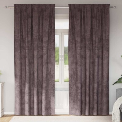vidaXL Draperie cu perdele 2 pcs Maro 245 x 140 cm Catifea foto