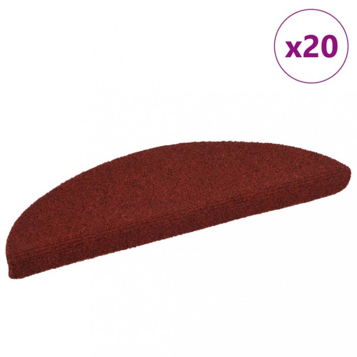 vidaXL Covorașe pentru scări autoadezive, 20 buc., 56x17x3 cm, roșu bordeaux, semirotunde