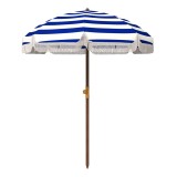 Outsunny Umbrelă de Plajă cu Franjuri &Oslash;190x210 cm cu Protecție UV40+ Rezistentă la V&acirc;nt Impermeabilă Husă de Transport Albastru și Alb | Aosom Romania