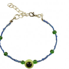 Bratara sticla multicolora boho, evil eye