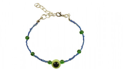 Bratara sticla multicolora boho, evil eye foto