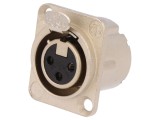 Soclu XLR Mamă 3-Pin cu Buton din Argint 16A