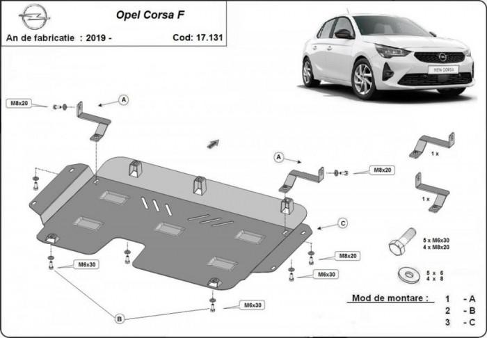 Scut motor metalic Opel Corsa F 2019-prezent