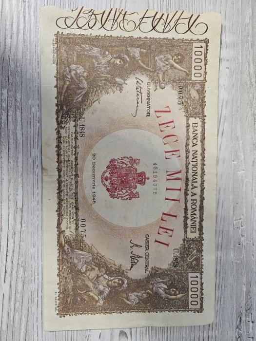 Bancnotă 10.000 lei 1945 &ndash; BNR &ndash; Rară, stare foarte bună