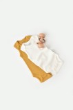 Set 2 body-uri fara maneci bebe unisex din bumbac organic si modal - Mustar Ecru, BabyCosy (Marime: 12-18 Luni)