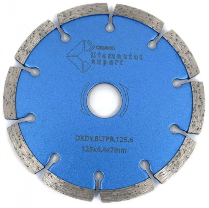 Disc Diamantat DiamantatExpert Pentru Taiere de Rosturi de Dilatare In Beton si Sapa 125x22.2 mm cu Grosime de 6.4 mm Standard Profesional - Blueline