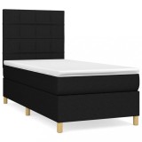 Cumpara ieftin Pat box spring cu saltea, negru, 80x200 cm, textil