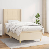 Cumpara ieftin Pat box spring cu saltea, crem, 90x200 cm, textil