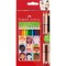 Creioane colorate triunghiulare si bicolore piele Children of the World Faber-Castell 12 + 3 culori/set