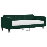 Cumpara ieftin Pat de zi cu saltea, verde inchis, 100x200 cm, catifea