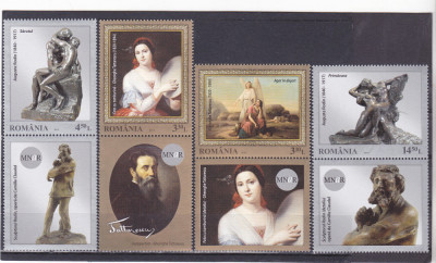 ROMANIA 2015 - REPRODUCERI DE ARTA,SERIE CU VINIETA MNH - LP 2055a MODEL D foto