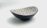 Cumpara ieftin farfurie Ovala JASBA Keramik ceramica glazurata interior craquelat alb negru Mid Century Modern 052 / 15