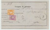 Romania 1871 recipisa postala francatura rara Carol cu favoriti 2 bani &amp; 3 bani
