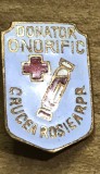 (N) [Rară RPR] Insignă Crucea Roșie a R.P.R. - Donator Onorific, Emailată